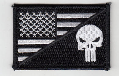 Punisher in USA Flag (B/W) Embroidered Patch 3